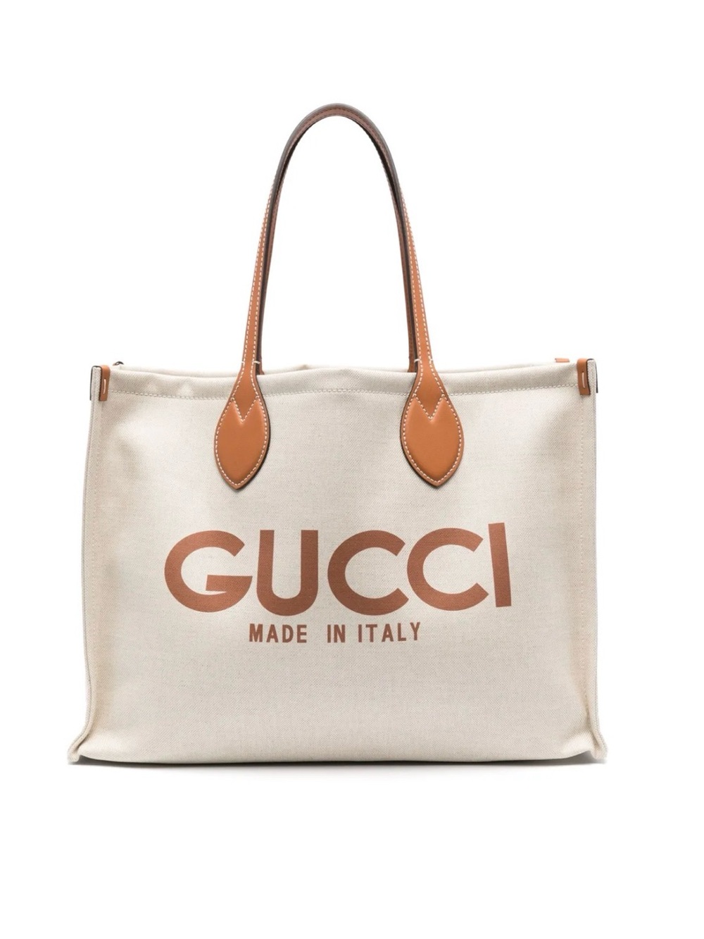 ✅NEW “Gucci” Medium Canvas Tote with Tan Leather Handles + Leather Zip Pouch